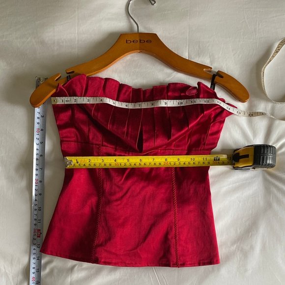 ❌❌❌SOLD ❌❌❌ 
NWOT Bebe Deep Red 💯% Silk Bustier Corset XS - Picture 2 of 8